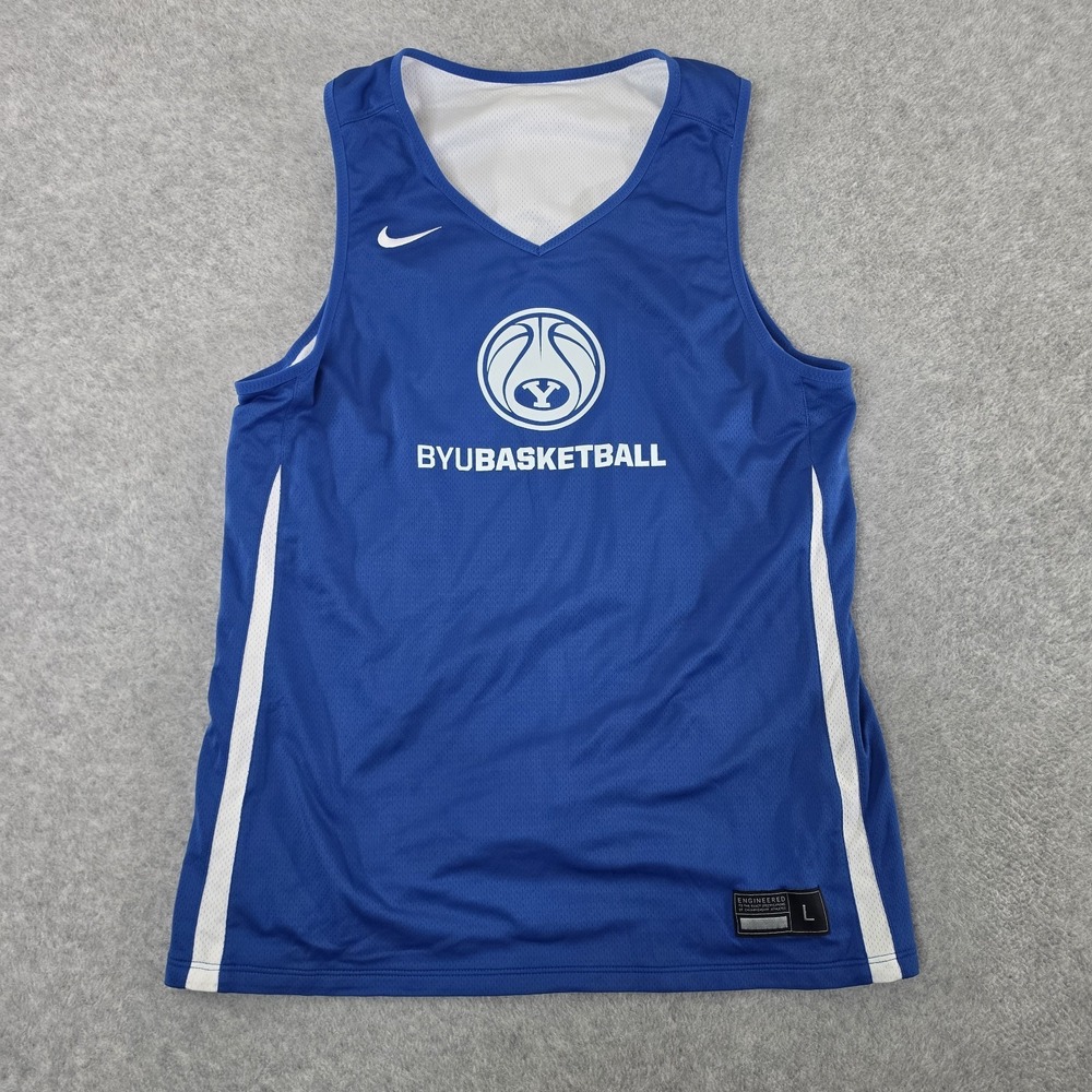 BYU Cougars Nike Reversible Basketball Practice Jersey Men's Sz Large Blue White